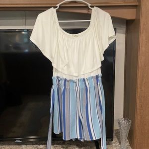 Women’s large romper off shoulder ties at waist